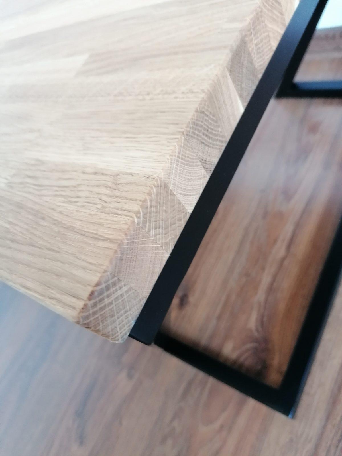 ława-stolik z metalu i drewna industrialny