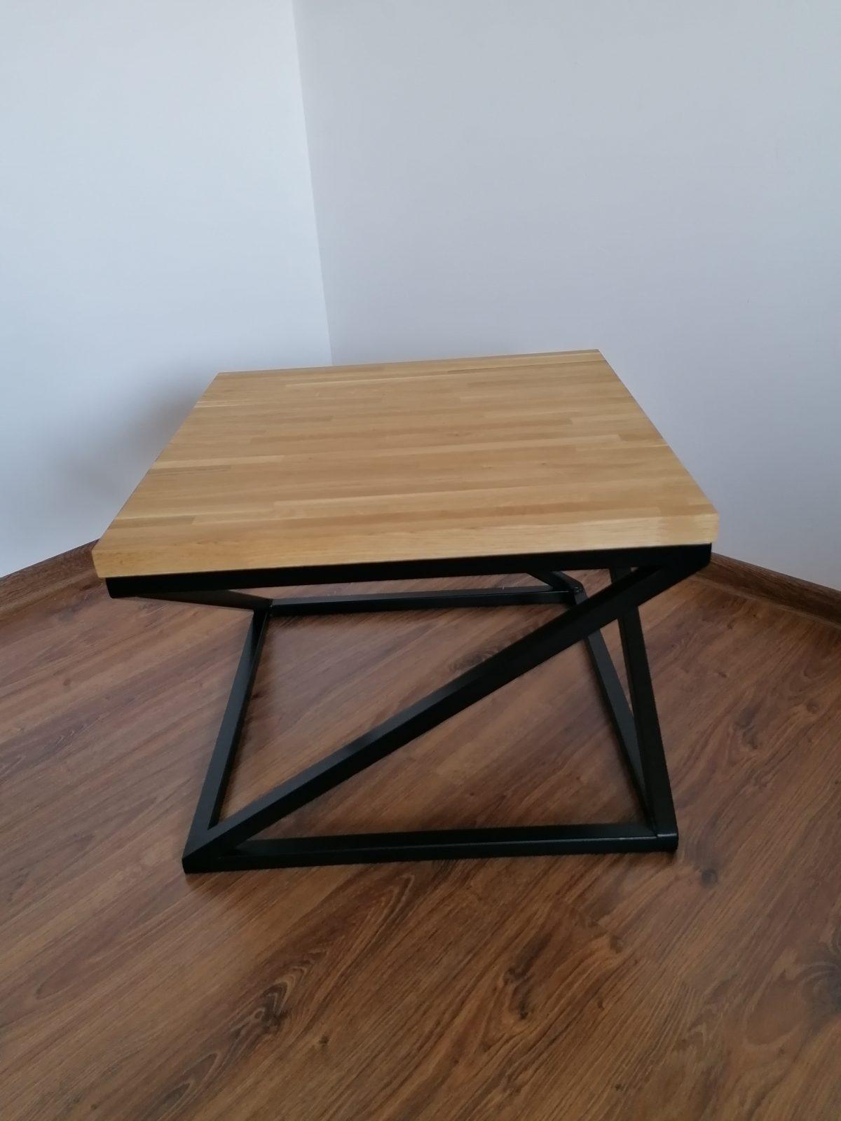 Stolik kawowy loft z drewna i metalu hdr