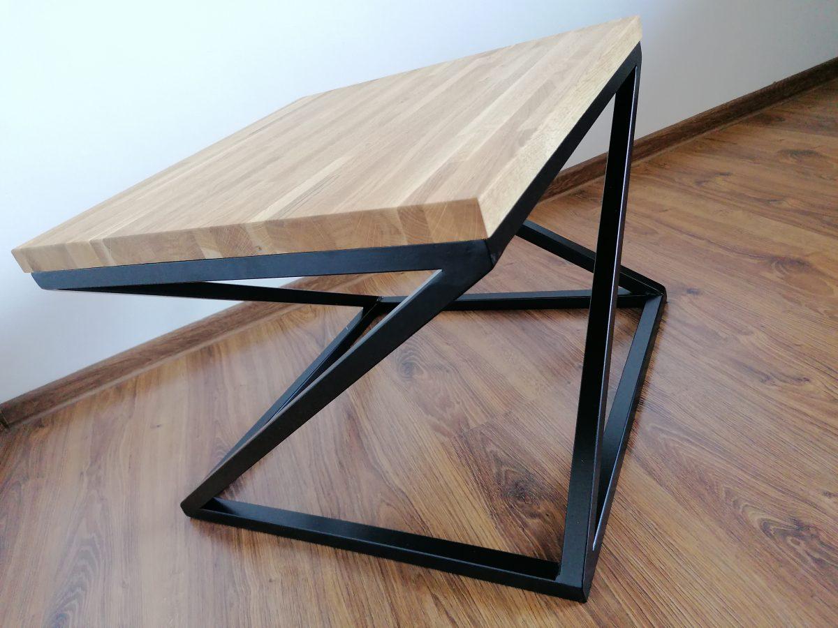 Stolik kawowy loft z drewna i metalu 6