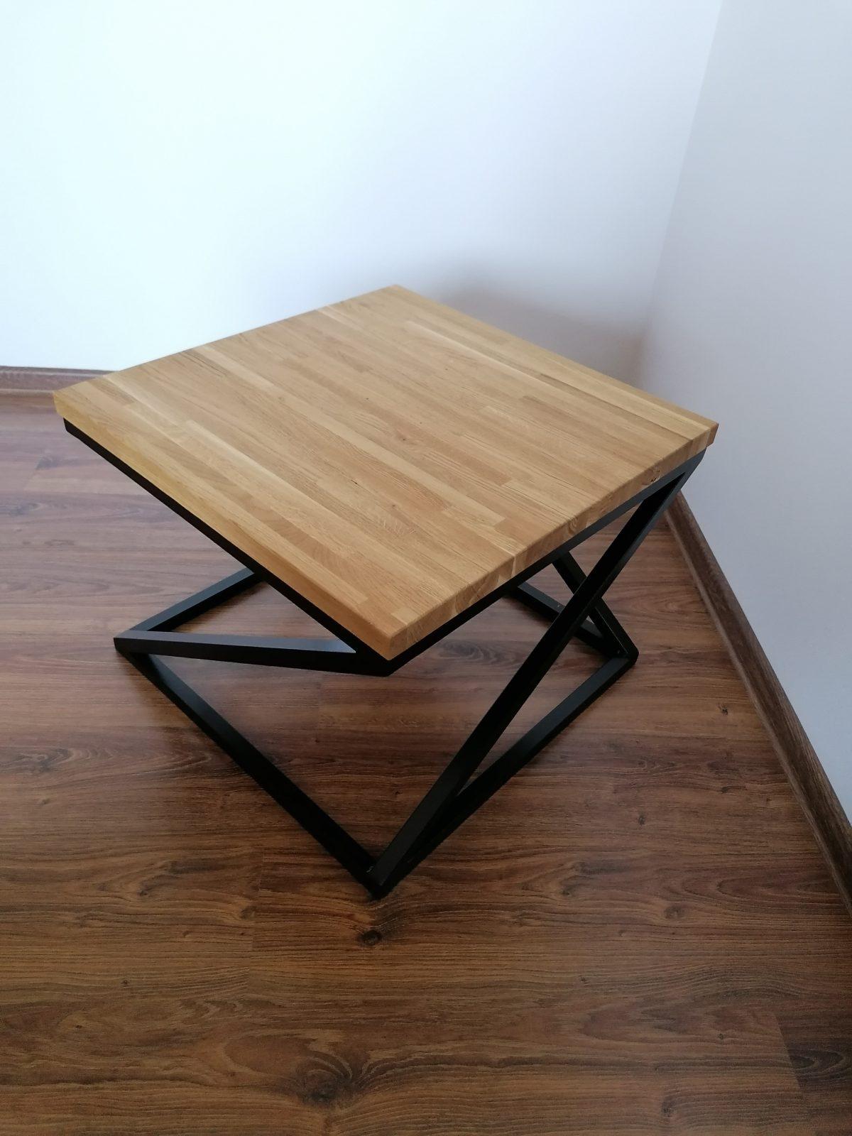 Stolik kawowy loft z drewna i metalu 5