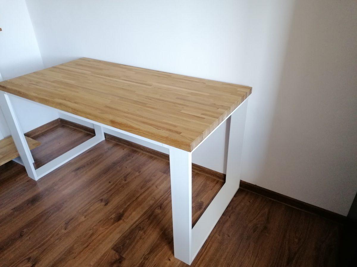 Biurko z metalu i drewna loft Białe 10