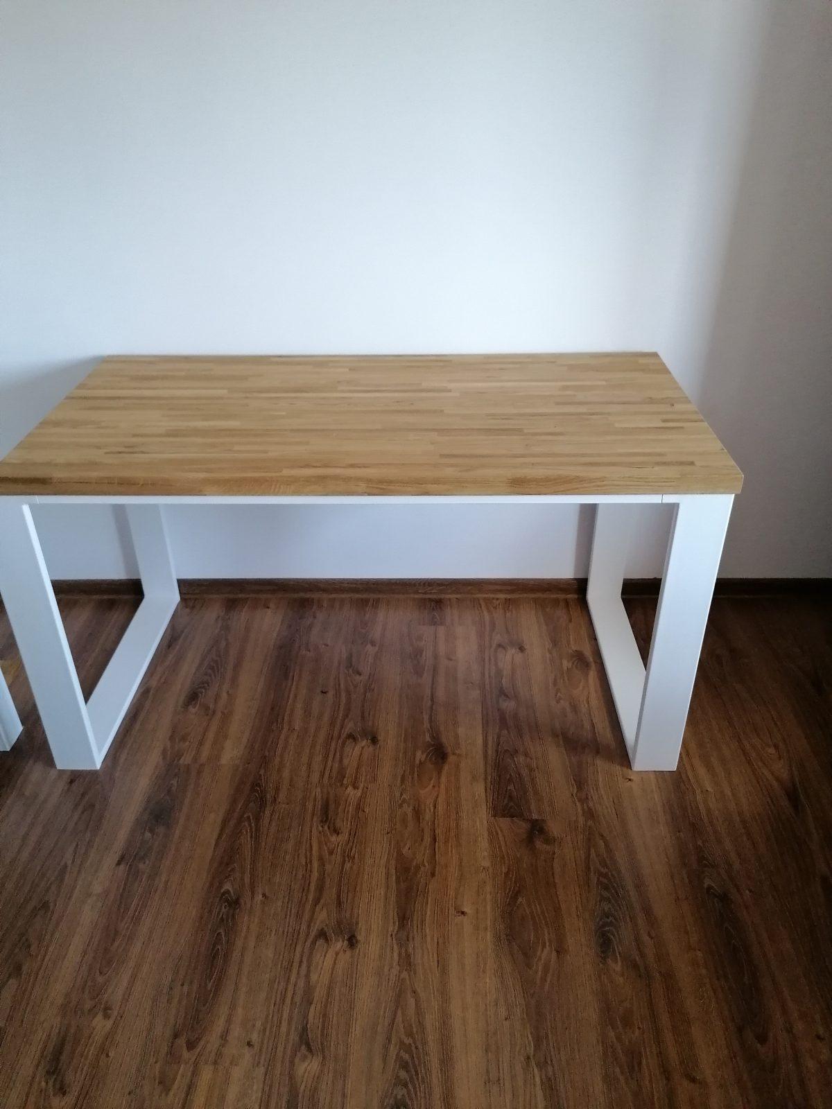 Biurko z metalu i drewna loft Białe 9