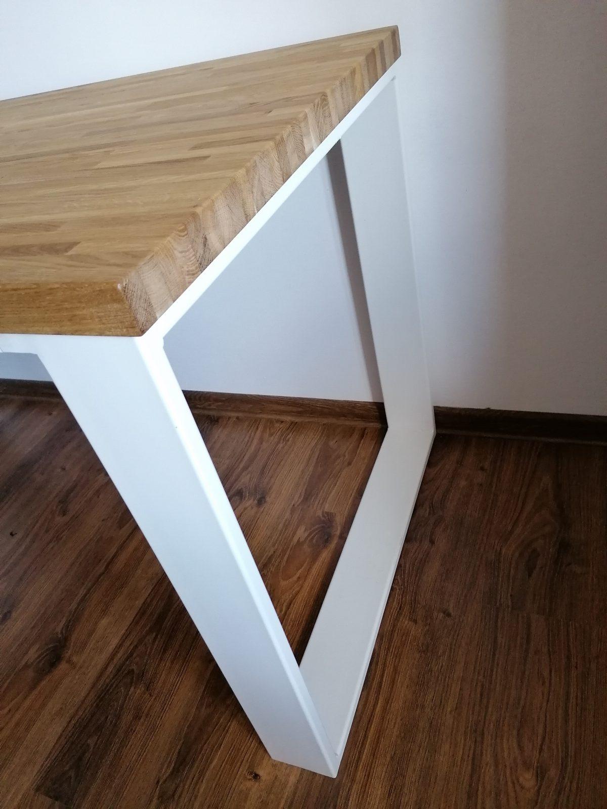 Biurko z metalu i drewna loft Białe 4