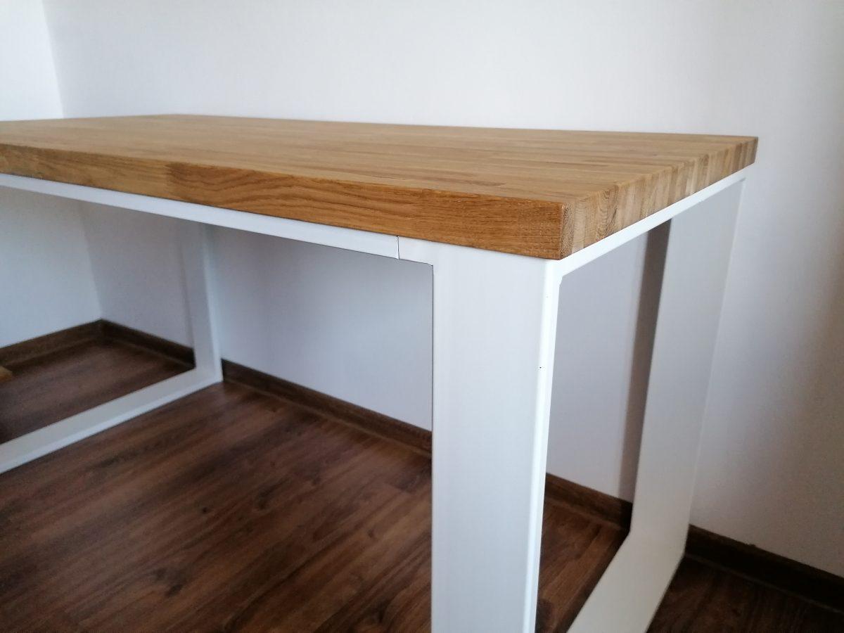 Biurko z metalu i drewna loft Białe 3