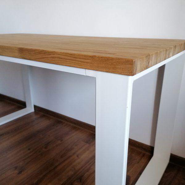Biurko z metalu i drewna loft Białe 3